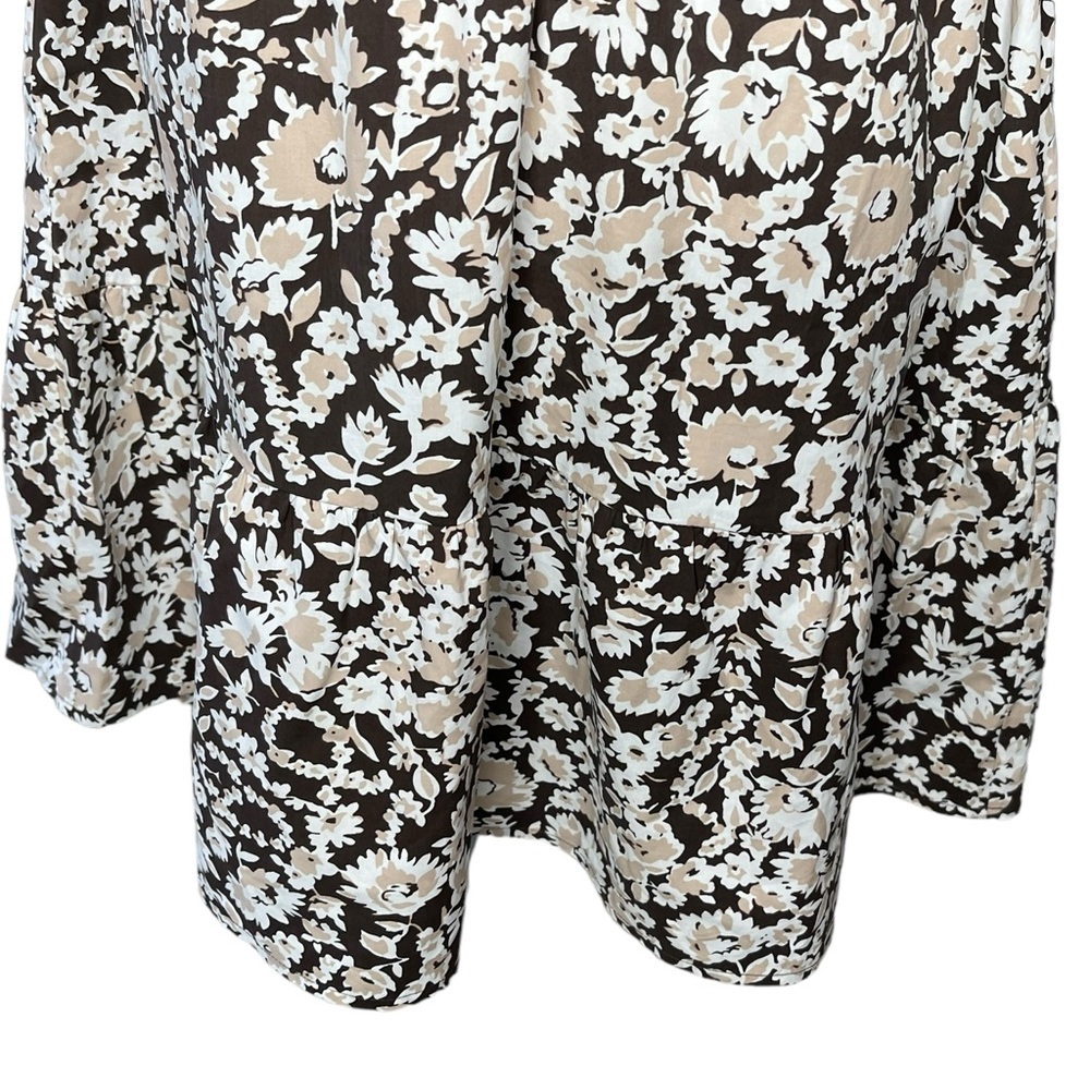 RAILS Cottagecore Ditsy Floral puff Sleeve Ruffle Hem Mini Dress Brown small - Picture 7 of 10